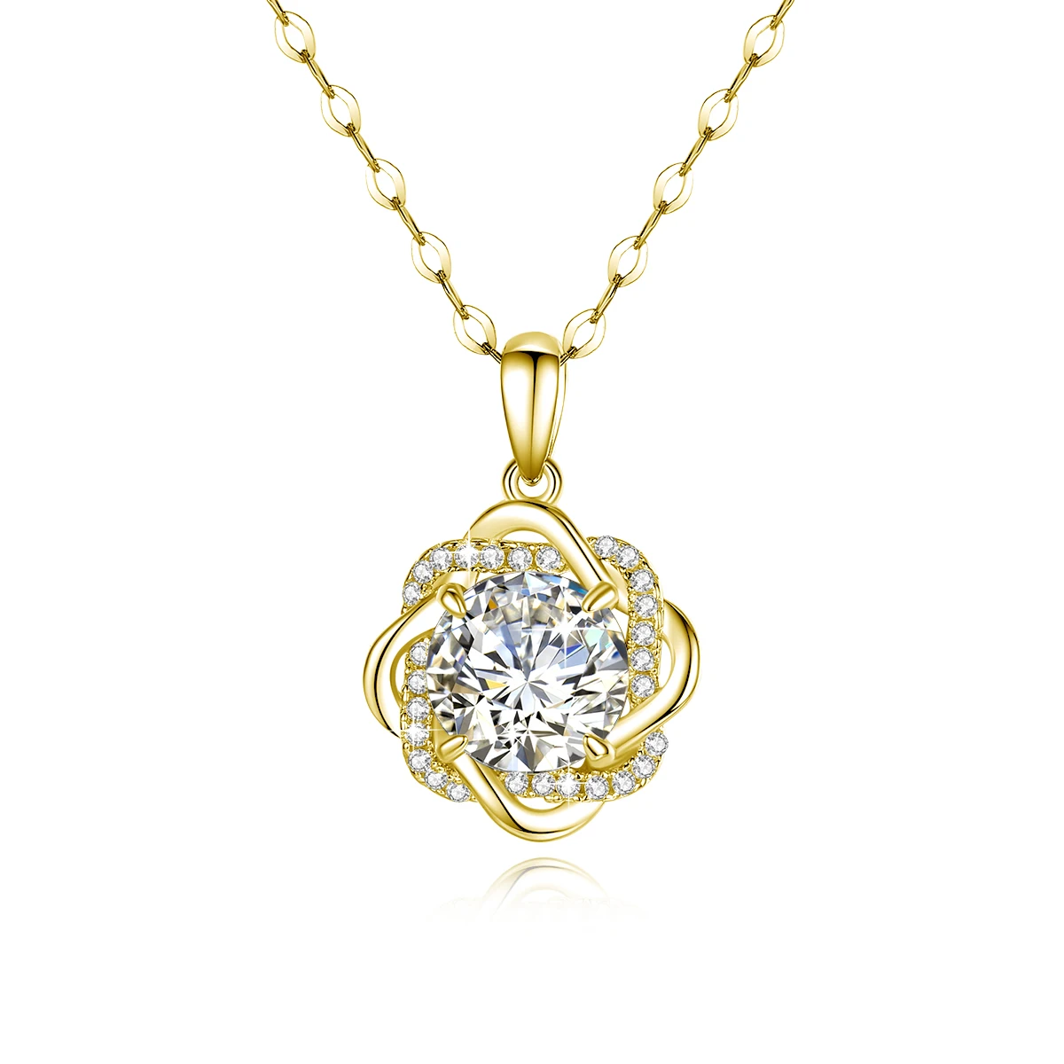 14K Gold gefüllte Moissanit-Blumen-Halskette für Frauen, Hochzeit, Verlobung, Jahrestag, Geburtstag, Geschenk, trendiger Schmuck