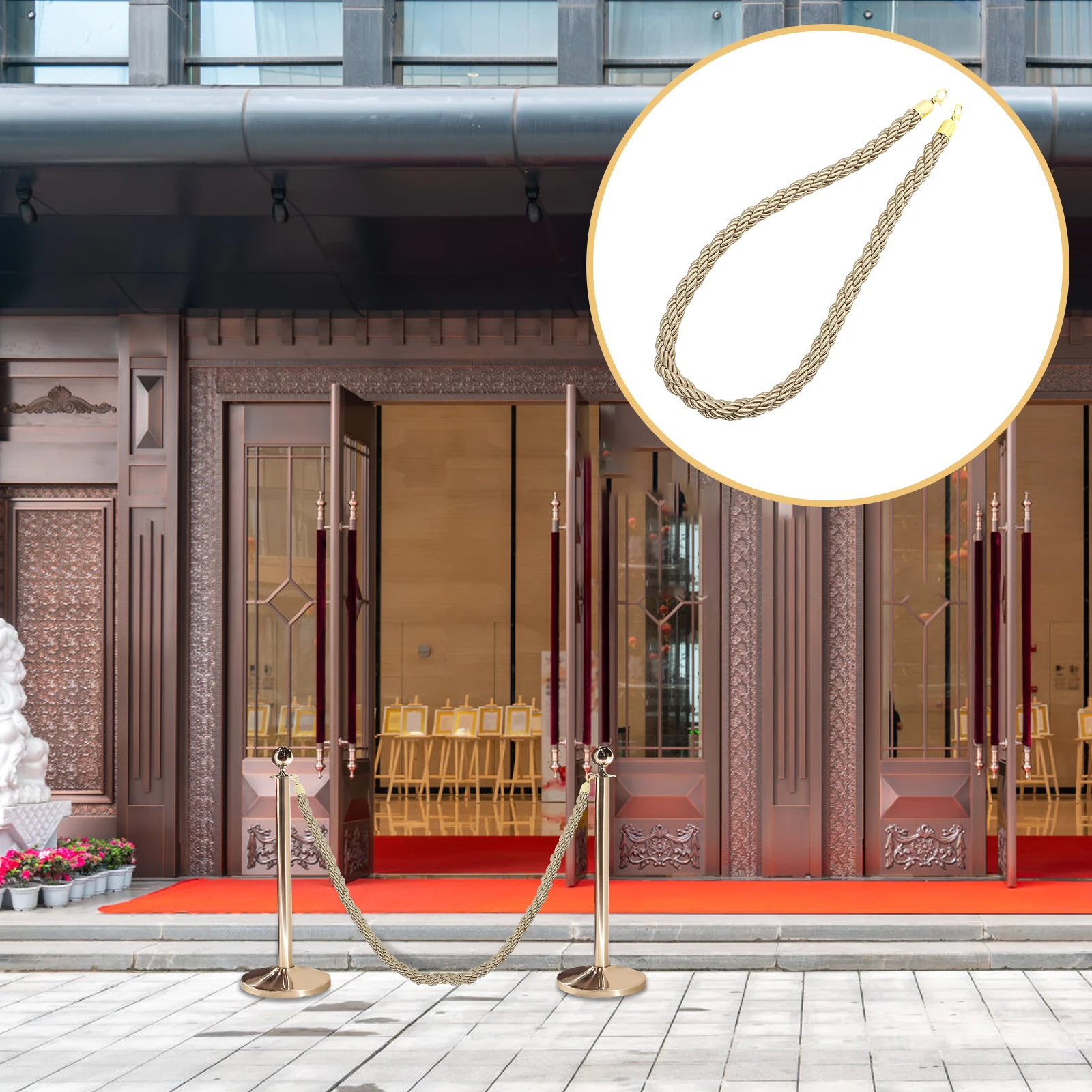 

Jute With Hooks Crowd Control For Queue Barriers Stair Banister Twisted Barrier Rope Durable Rope For Events Decorations