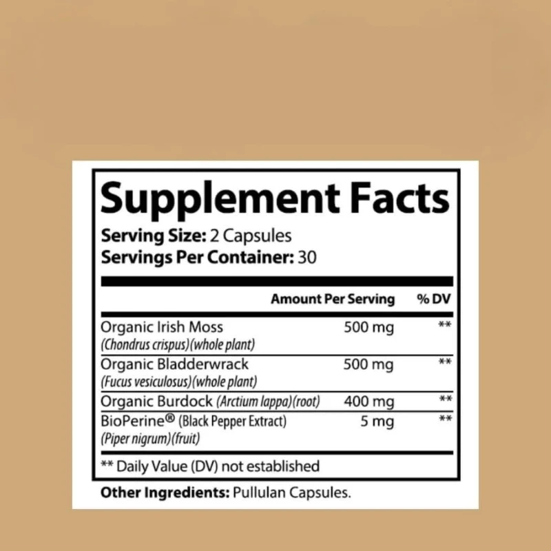 Seaweed  Capsule 7000mg, Containing Black Seed Oil, Turmeric, Elderberry, Swordfish, Ginger, Manuka, Vitamin C and D3, ACV