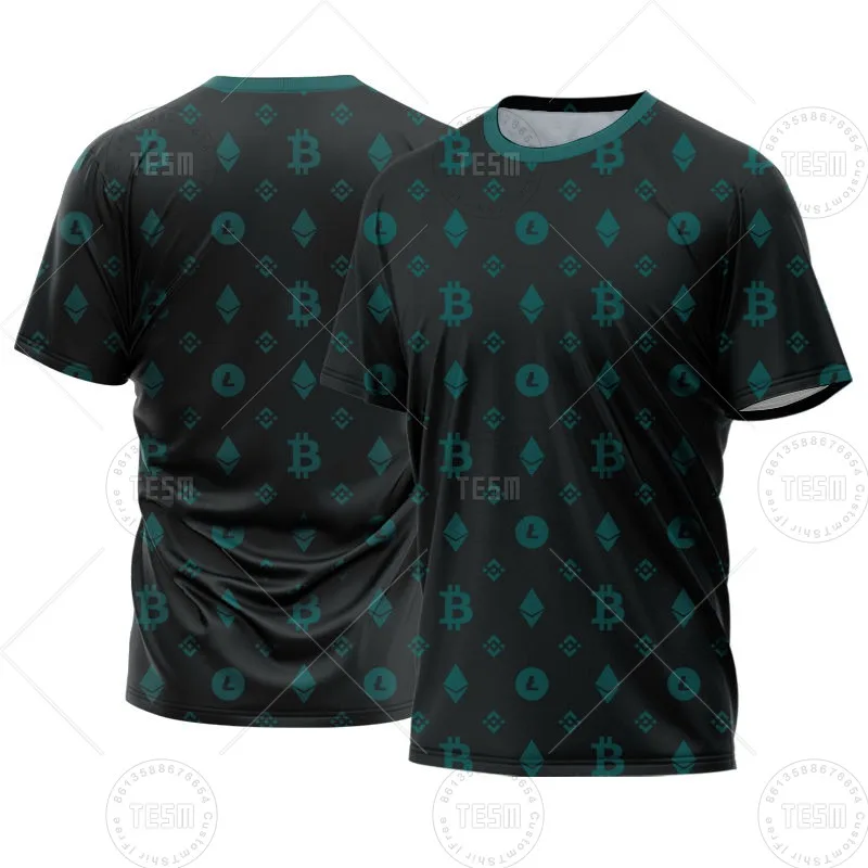 Bitcoin T-Shirt Ethereum Men Short Sleeve Crypto Shirt Casual Loose Sports Top Gift Clothing Couples Wear 3D Printed