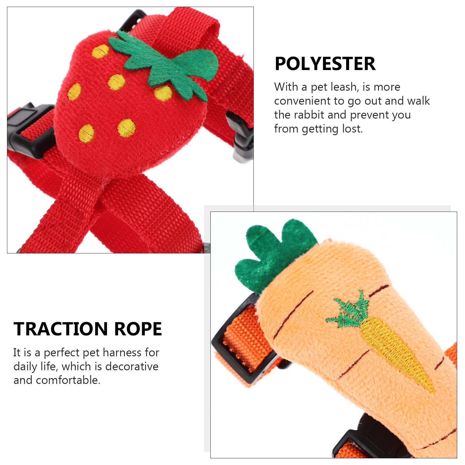 

2Sets Pet Harness Leash Set Lightweight Adjustable Rabbit Bunny Leash Outdoor Small Pet Traction Rope Small Pets Traction Rope