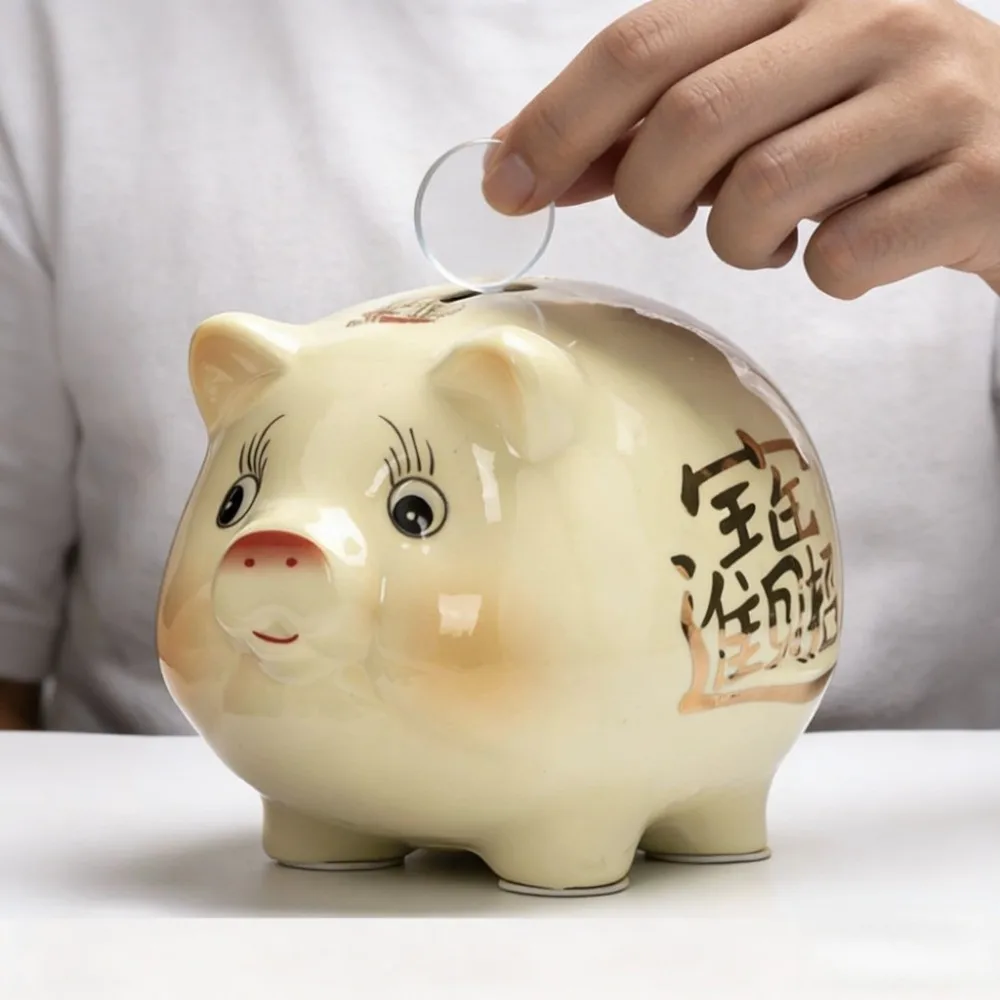 Animal Piggy Money Bank Good Luck Ceramic Pig Coins Saving Box Practical Multi-purpose Golden Beans Container Home Decor