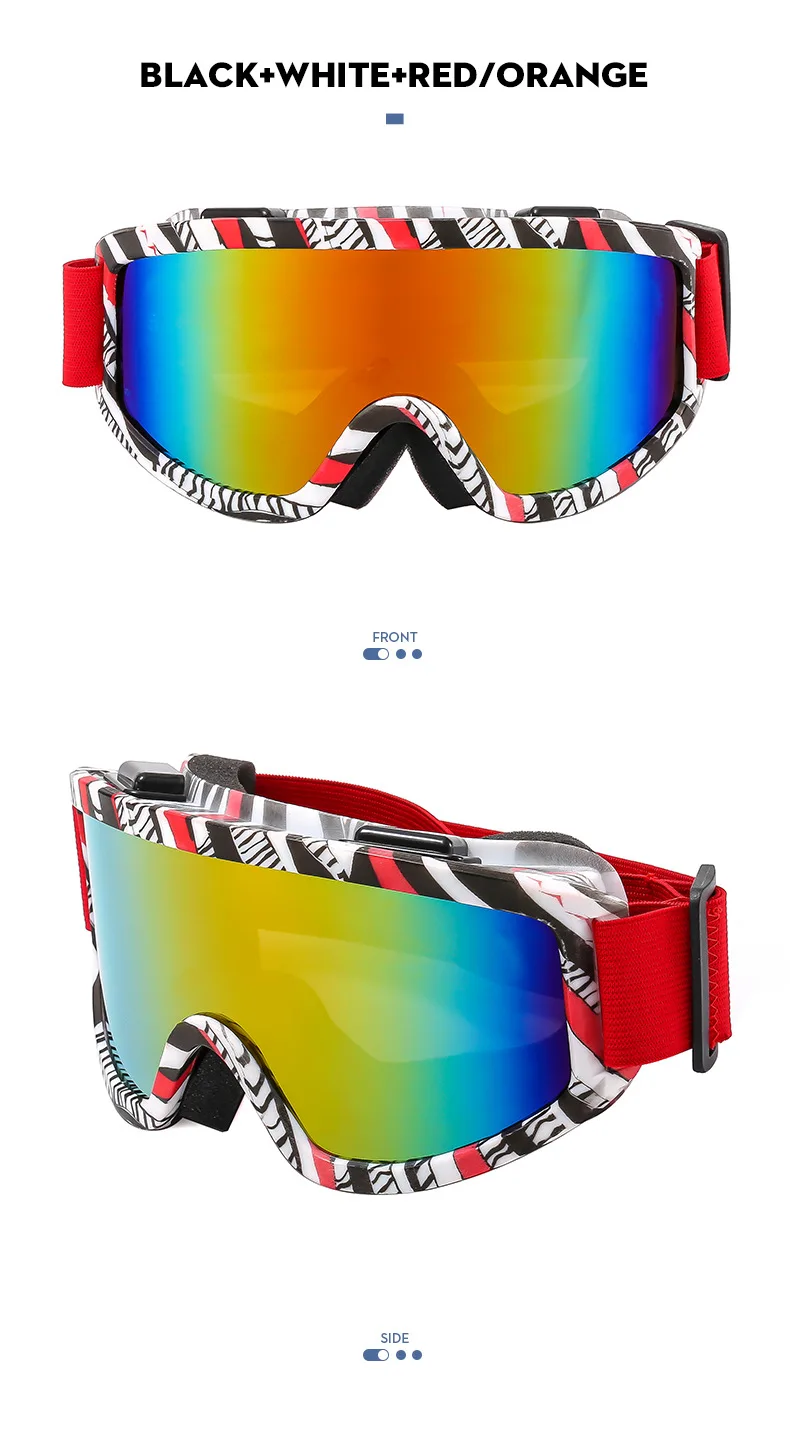 Große Skibrille mit farbigen Gläsern und stoßfesten, blendfreien Gläsern aus Schaumstoff für Outdoor-Sportarten, Snowboarden und Skifahren. – Detail 20