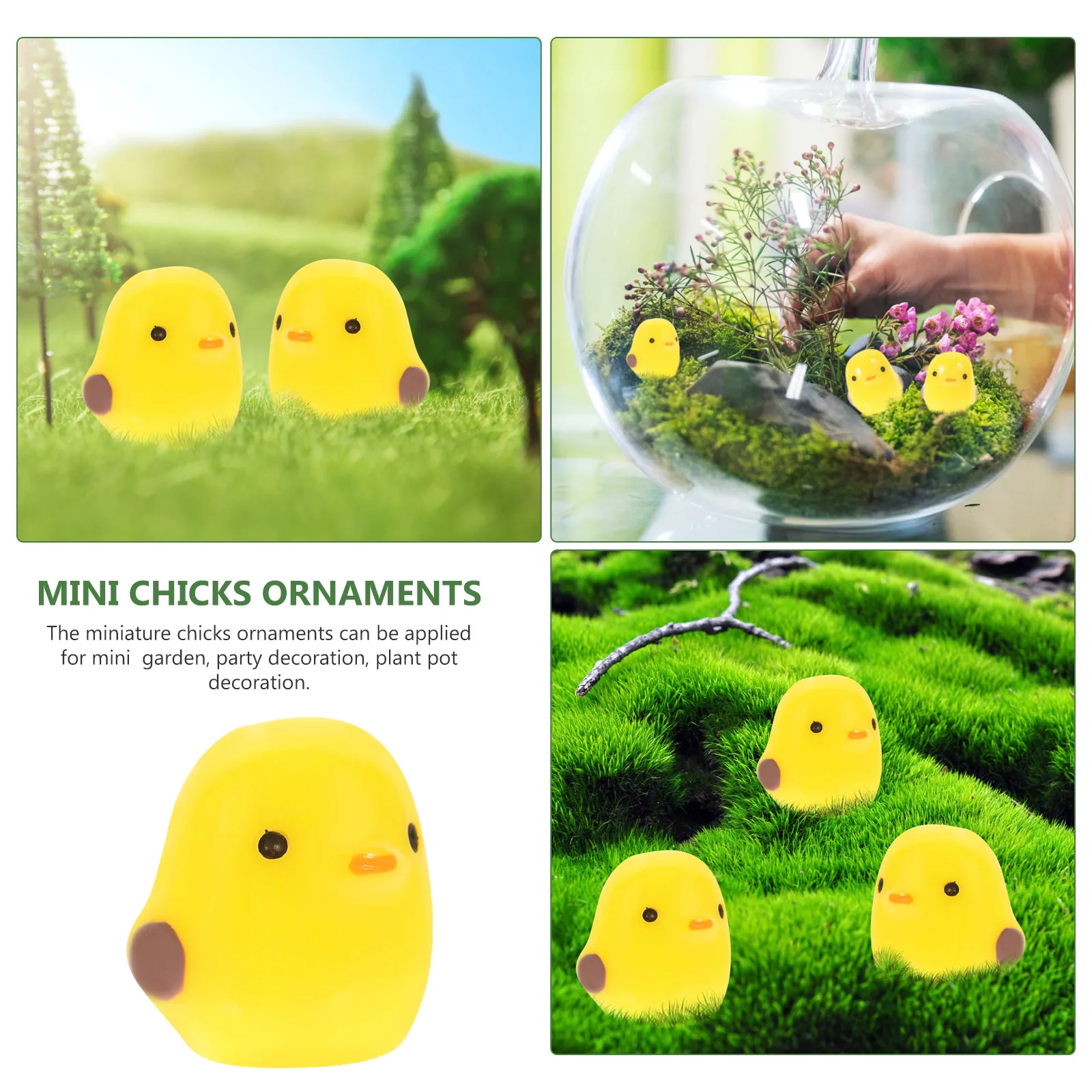 

20 Pcs Mini Chick Figurine Yellow 1cm Size Garden Decor Party Plant Pot Desktop Bookshelf Easter Micro L Adornment