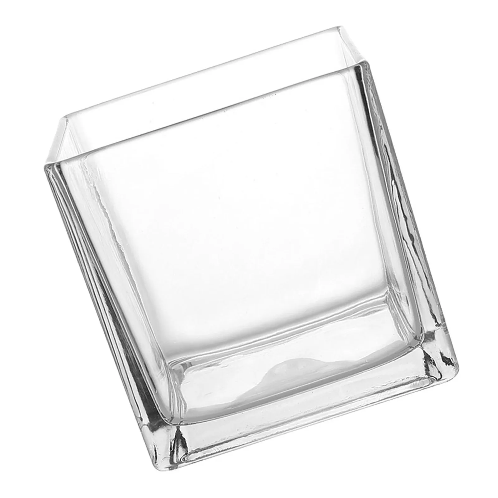 

10x10cm Thickened Glass Square Vase Clear Hydroponic Flower Vase for Home Office Desktop Indoor Plant Display