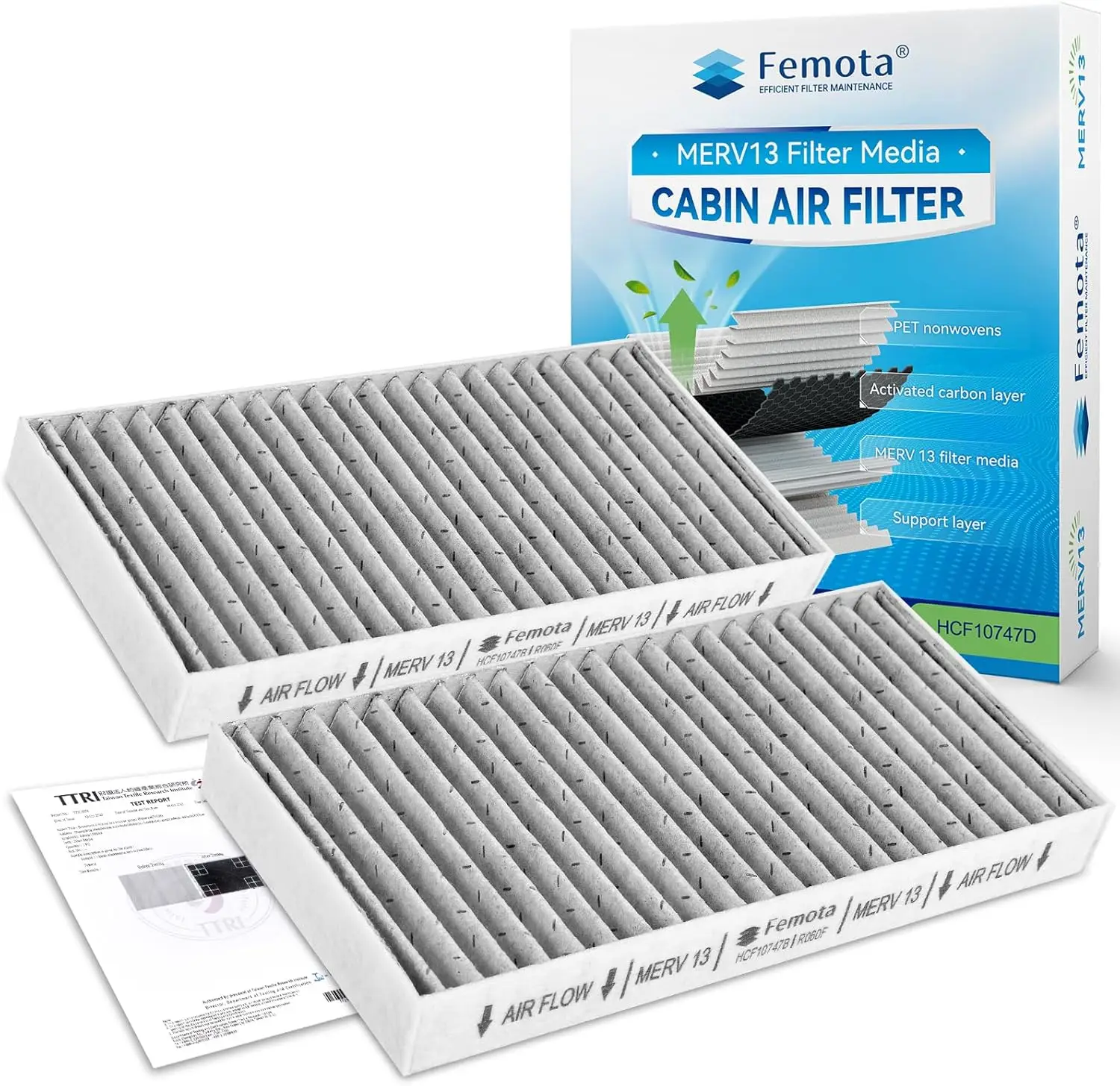 

MERV 13 Cabin Air Filter with Activated Carbon, CF10747 for Jeep Liberty 2008-2012 Dodge Nitro 2008-2011, Replace 68033193AA