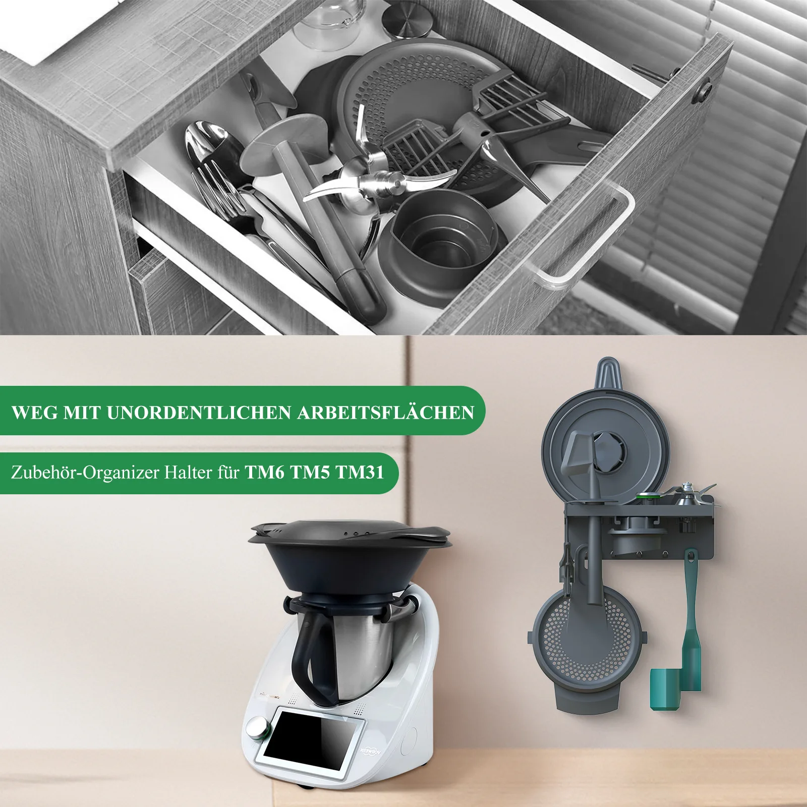 رف تخزين لملحق Thermomix TM31 TM5 TM6 Butterfly Stick متعدد الاستخدامات