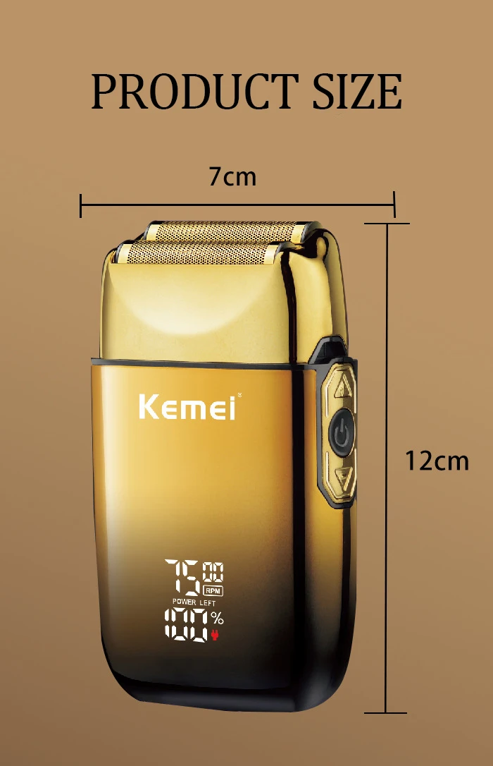 Kemei TX10 Wiederaufladbarer Elektrorasierer mit Metallgehäuse für Männer, Haar- und Bartschneider, Elektrorasierer für Glatzenrasur, Finishing-Fade-Funktion – Detail 8