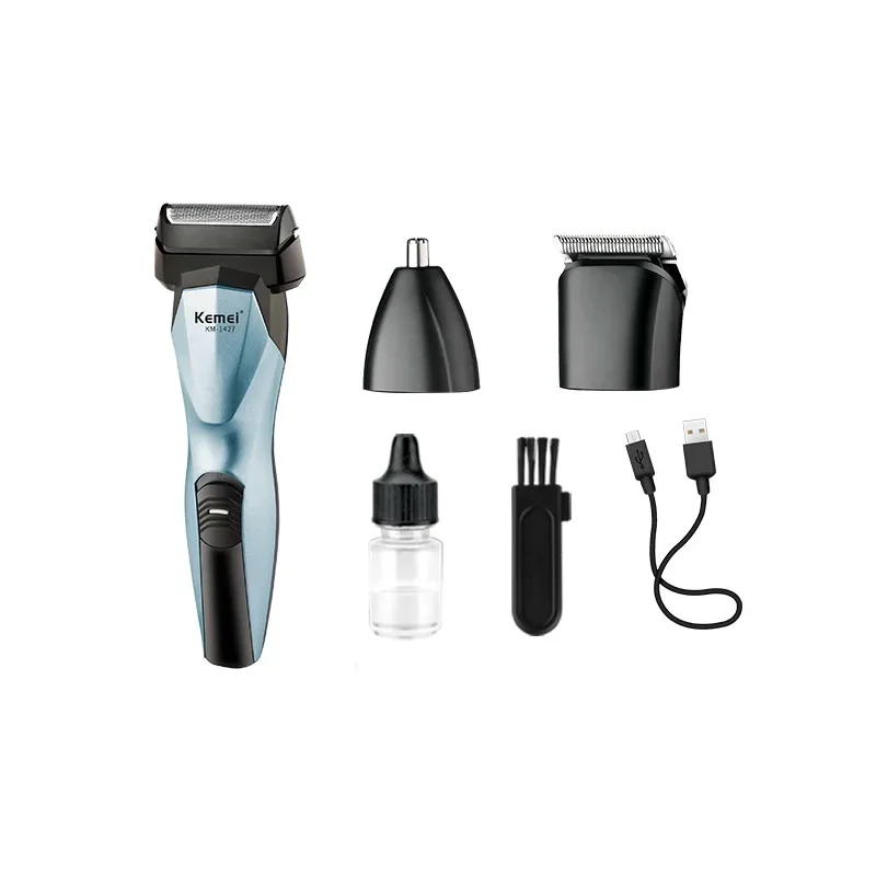 Kemei km-1427 Multifunctional Carbon Cutter Head Three In One Nose Hair Trimmer Reciprocating Shaver Electric Hair Clipper