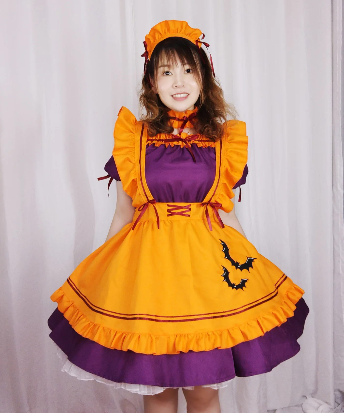 Disfraz de Sirvienta para Halloween, Disfraces de Cosplay para Mujer, Traje de Sirvienta con Delantal, Vestido Lolita, Disfraz de Calabaza, Ropa de Princesa para Fiesta de Anime