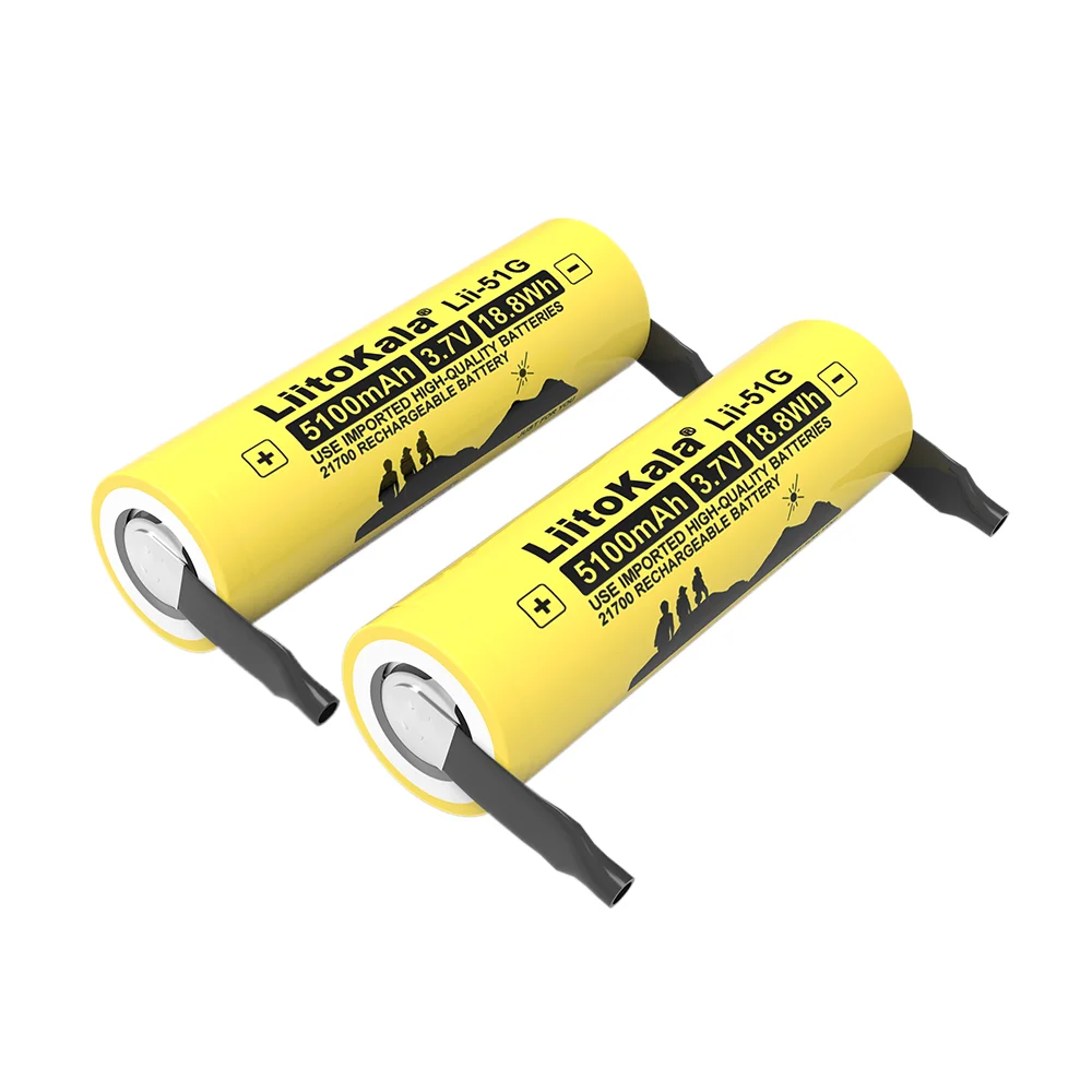 Nova Liitokala Lii-51G 3.7V 5100mAh 21700 Bateria de lítio para bicicleta elétrica DIY de alta capacidade
