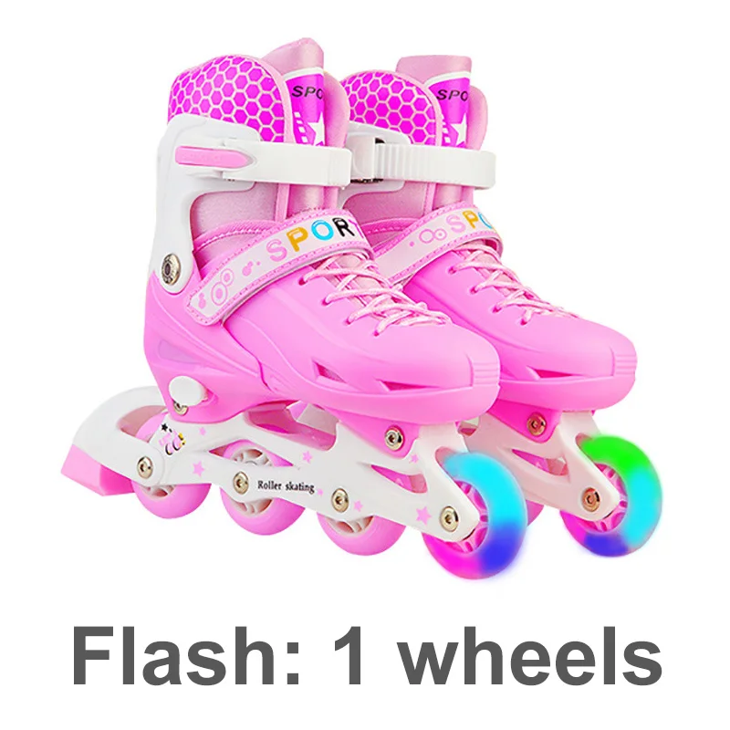 children's-inline-skates-for-girls-pink-adjustable-size-boy-blue-pu-wheel-a-flashing-wheel-high-speed-outdoor