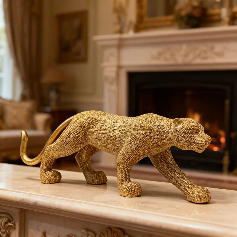 Elegant Leopard Statue Leopard Shape Resin Craft Suitable for Home Decoration，Office decorations，Holiday Decoration - view 2