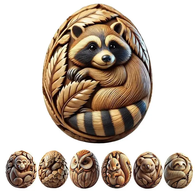 Carved Animal Craft Eggs Home Egg Decor Resin Animal Carving Craft Vivid Art Decoration Basket Stuffers for Beginners Kids