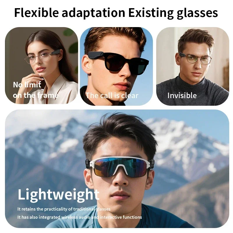 Lenovo External Bluetooth Audio Headphones Clip-On Glasses Easy Installation Noise Reduction Portable Adaptation For Eyeglasse