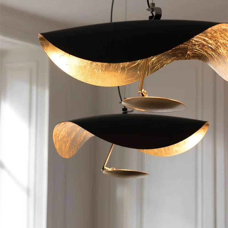 lgaram manta industrial pendant light luz de teto preto e dourado designer lotus leaf lamp para quarto kitchen island lights 01