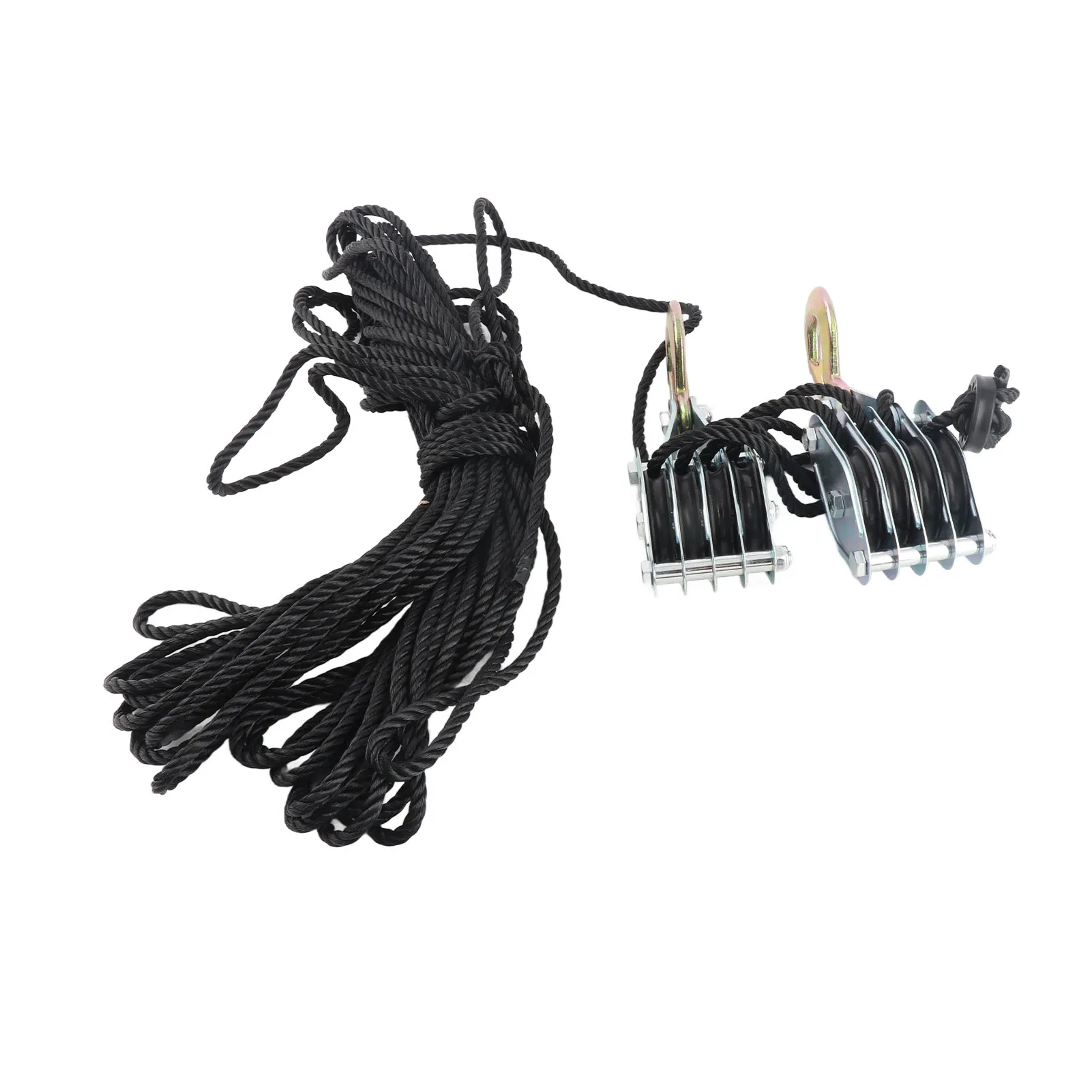 Rope Hoist Pulley System 4400lb 8:1 Ratio Lifting Power Heavy Duty Block Tackle Alloy steel for Lifting Heavy Objects