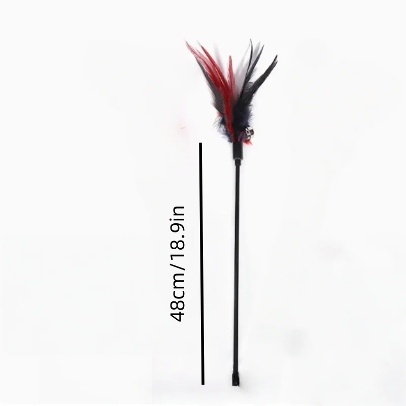 Feder-Teaser-Zauberstab mit Glocke, lustiger Zauberstab, interaktives Spiel, Katzenspielzeug, Heimtierbedarf, zufälliger Farbversand.