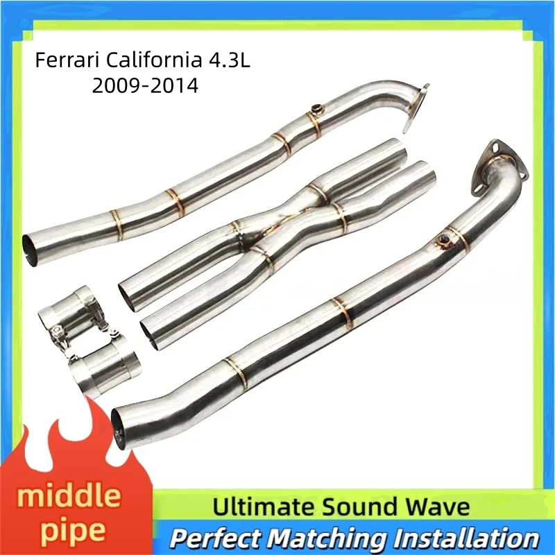 

Выхлопная головка с высоким расходом для Ferrari California 4.3L 2009-2014 X, выхлопная труба без кота, преобразователь выхлопной трубы, обновление мощности