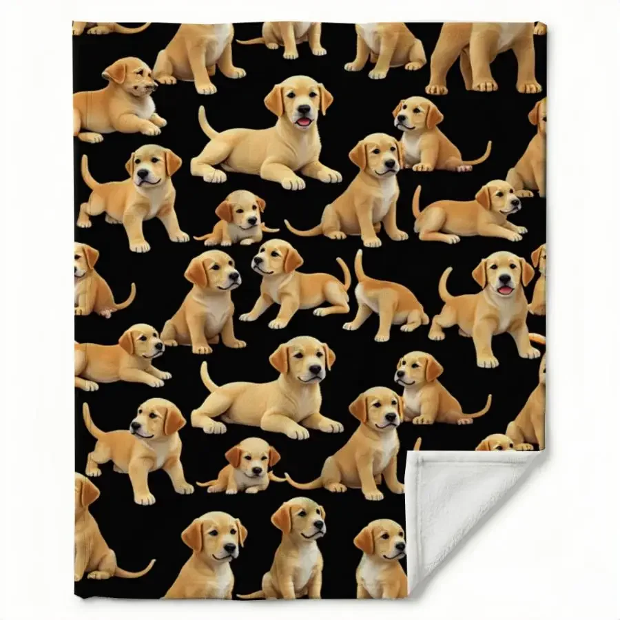 Cozy Golden Retriever Puppy Weighted Blanket - Soft Flannel Throw Suitable for Bed, Couch & Travel