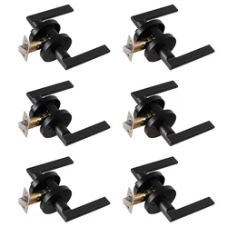 6 Pack Modern Bathroom Door Handle Privacy Black Knob Interior Lockable Zinc Alloy Solid Keyless Door Lock Round Handle Lock
