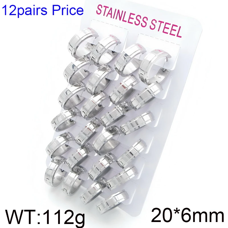 Kalen Bulk Lot 12 Pairs Stainless Steel Smooth Gold Silver Color C-Hoop Earrings for Women Men Plain Open Hoop Stud Jewelry Set