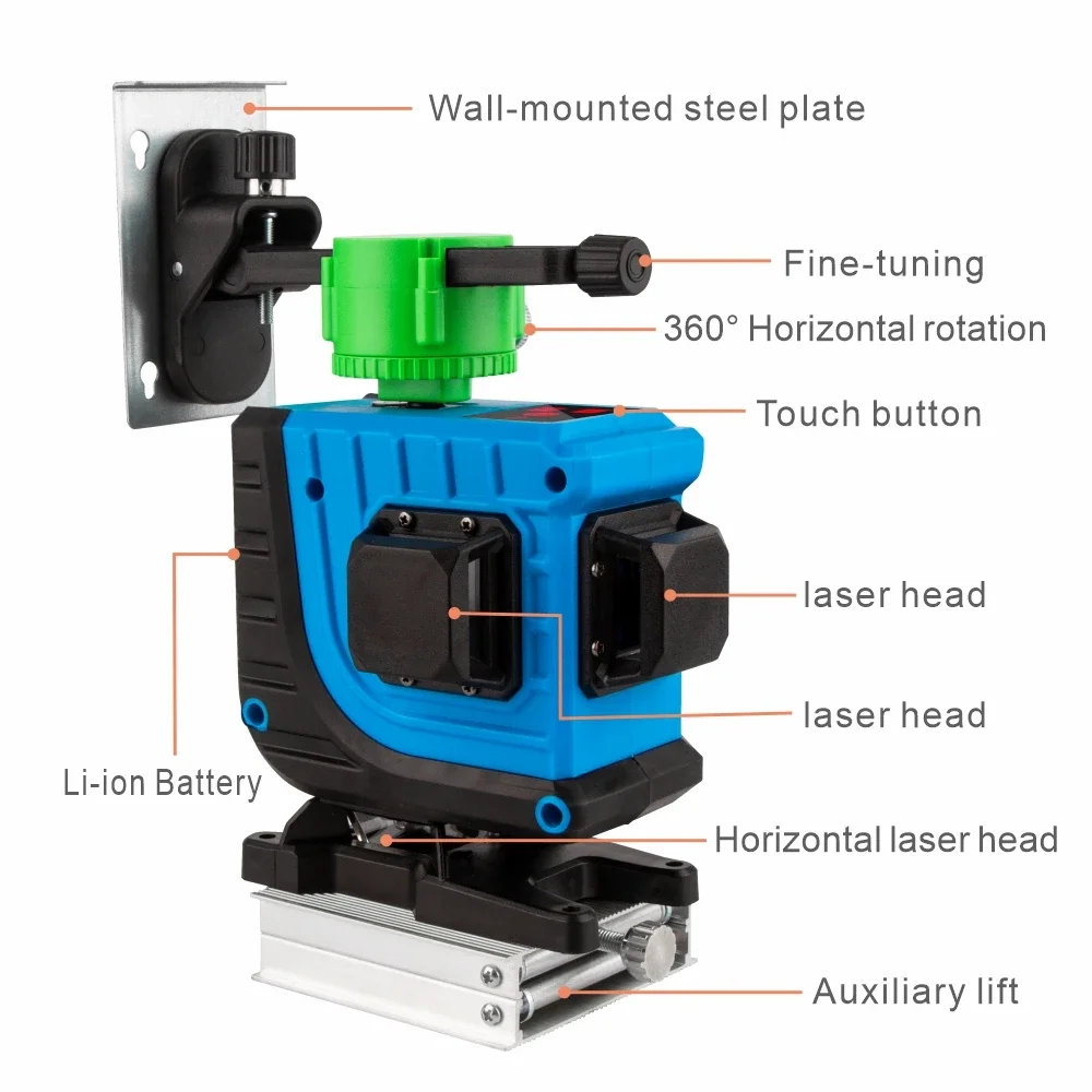 Noyafa Groen 12 Lijn 4d Zelfnivellerende Laser Niveau 360 Tool Rotary Laser Niveaus