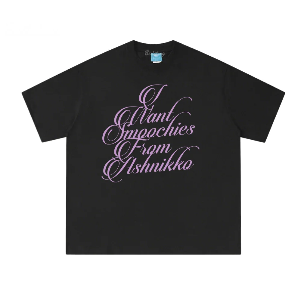 

Футболка I WANT SMOOCHIES FROM ASHNIKKO Ashnikko 2025NEW Singer's в одном стиле, летняя футболка из 100% хлопка, новые винтажные топы высокого качества