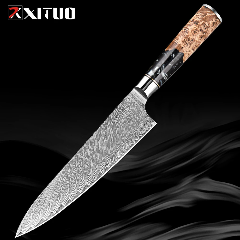 Damascus Steel Chef Knife 8 Inch Kitchen Knife High Quality 67-layer Japanese VG10 blade Sharp Slicing Knife Ergonomic handle