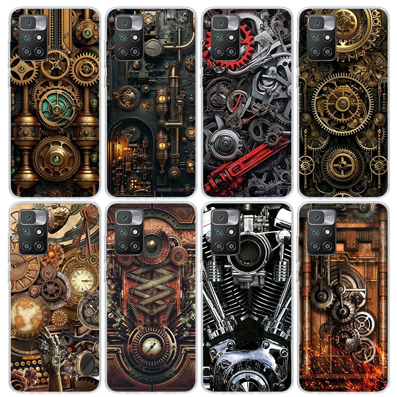 Steampunk Gear Mechanical Phone Case for Xiaomi Redmi 12C 12 10A 10C 10X 10 9A 9C 9T 9 8A 8 7A 7 6A 6 Pro K70 K60 K40 K20 Soft C