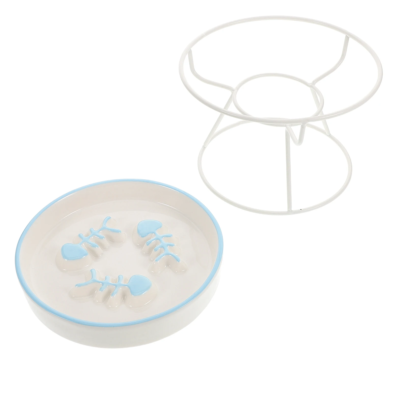 

Cat Food Bowl Ceramics Feeding Station Dish Ergonomic Slow Bowls for Indoor Cats Tray Water