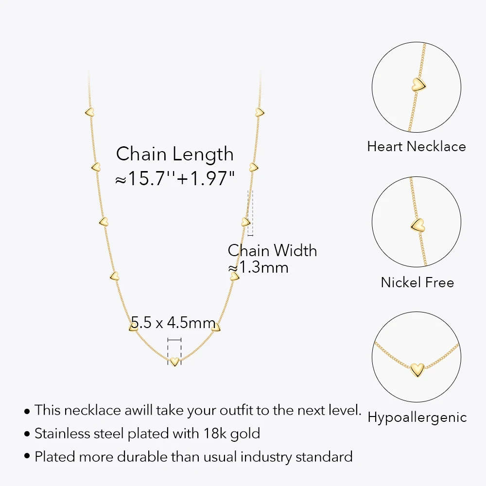 ENFASHION Para Mujer Luck Heart Clavicle Chain Necklace For Women Jewelry Necklaces 18K Plated Gold Fashion Cute Simple P223321
