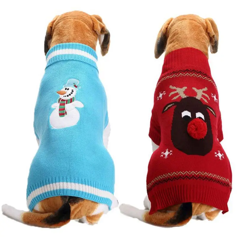 Warm Pet Sweater for Small Medium Dogs Winter Dog Sweater Christmas Pet Clothing Knitted Costume Coat Cartoon Striped Clothes