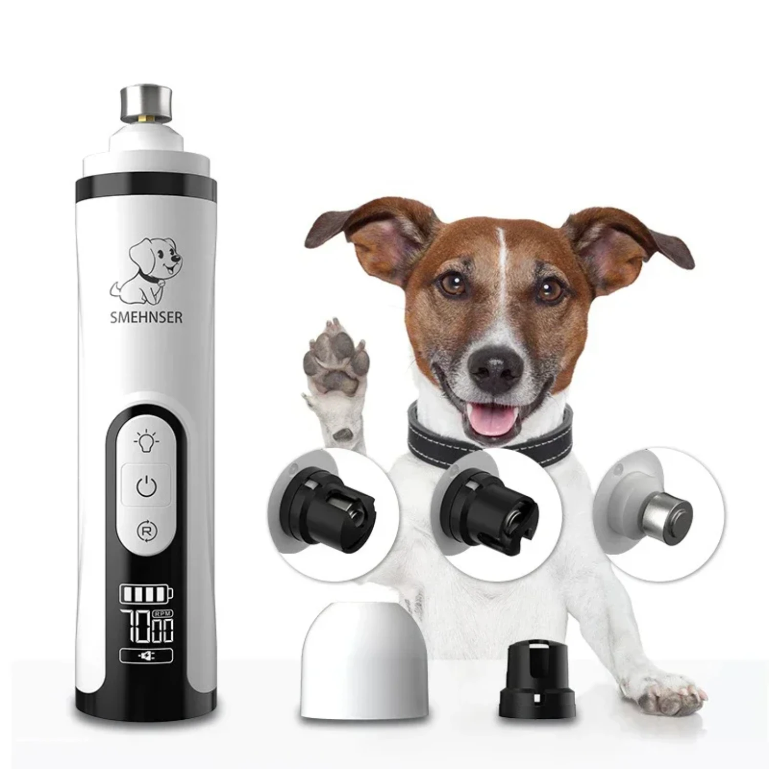 Smerigliatrice per unghie per animali domestici Luce a LED Tagliaunghie per cani e gatti USB ricaricabile Zampe Tagliaunghie Trimmer per toelettatura Forniture per animali domestici