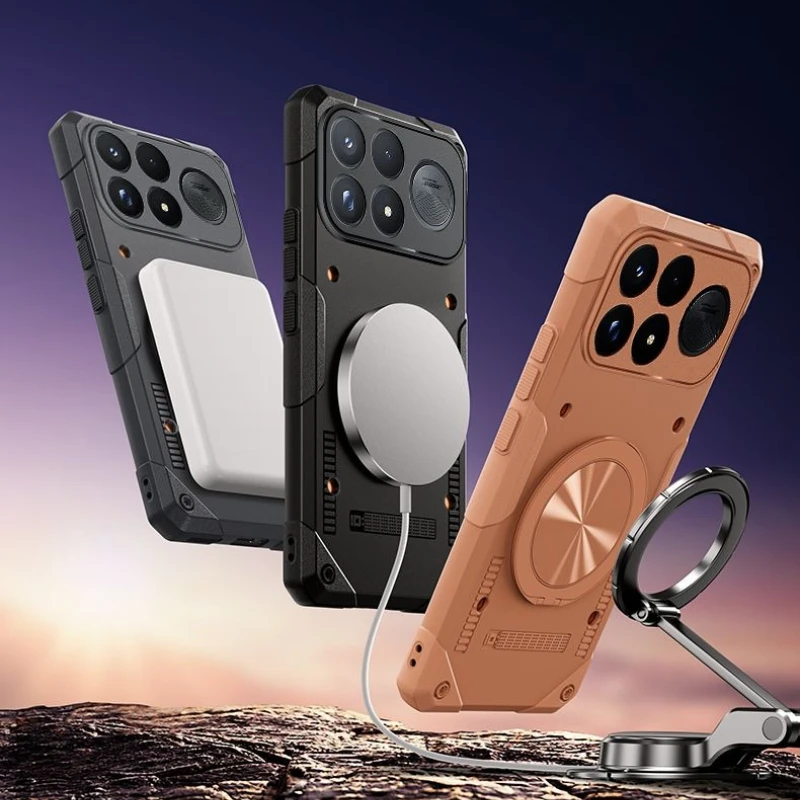 Etui do POCO F9 Pro F8 Ultra Proste Magnetyczne 360 °   Uchwyt z wbudowanym metalowym radiatorem, osłona telefonu, pancerne etui odporne na wstrząsy. — zdjęcie produktu 4
