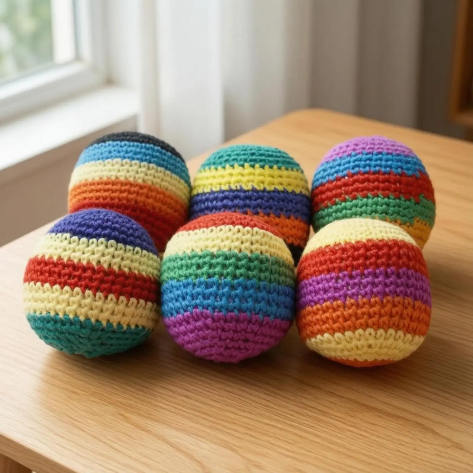 6 Pieces Crochet Footbag Colorful Footbag Soft Crocheted Footbag for Beginners, Adults, Hand Tossing