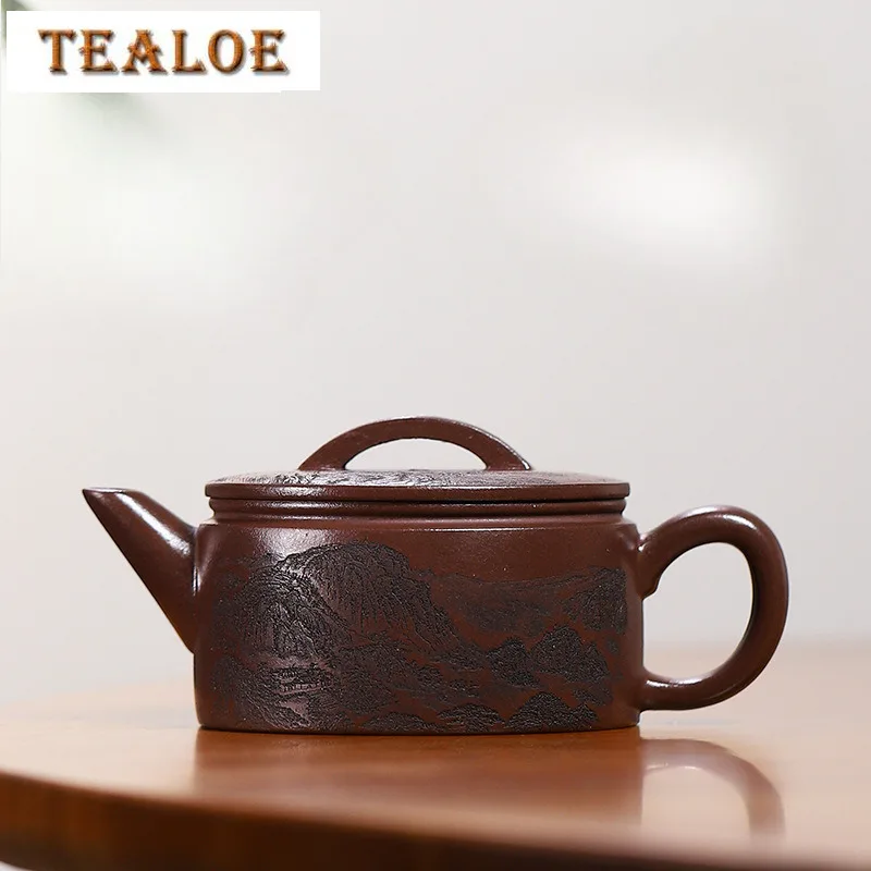 

190ML Exquisite Yixing Purple Clay Teapots Handmade Scenery Pot Raw Ore Purple Mud Kettle Chinese Zisha Tea Set Drinkware Craft
