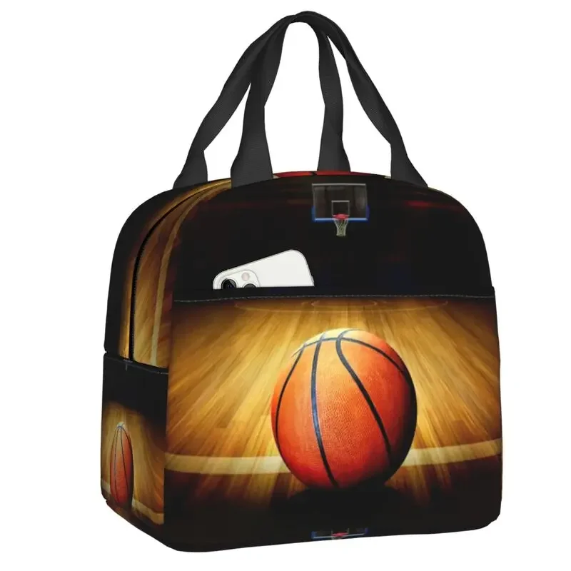 Custom Basketball Insulated Lunch Bag for School Waterproof Thermal Cooler Bento Box Women Children Food Container Tote Bags