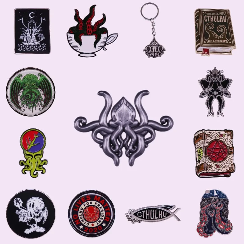 Terror Octopus Tentacles Fiction Game Metal Enamel Pins Badge Lapel Shirt Backpack Hat Brooches Jewelry Gift For Fans Wholesale