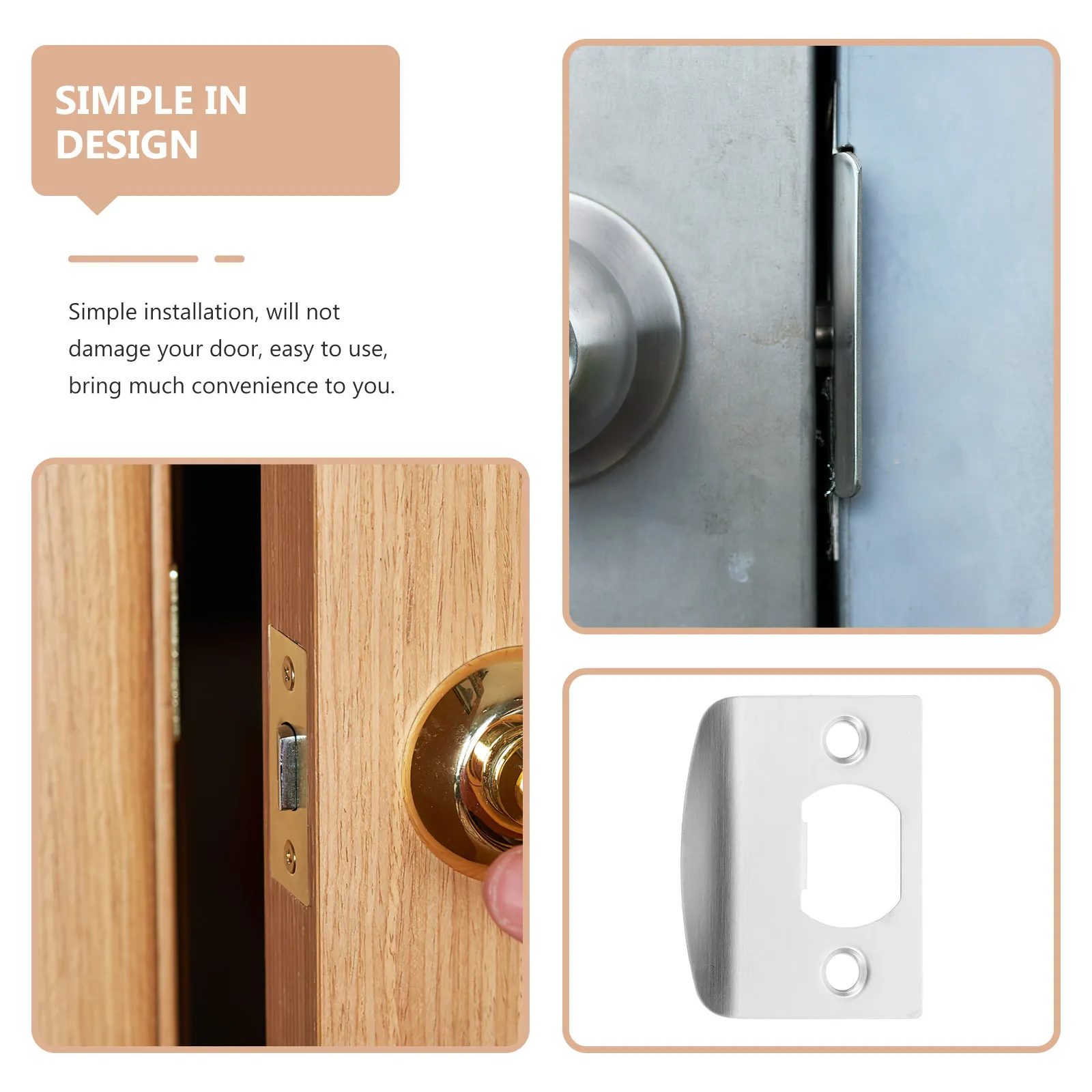 

8Pcs Door Lock Tongue Strike Plates Metal Buckle Plate Deadbolt Reinforcement Finish Door Latch Plate Replacement Kit