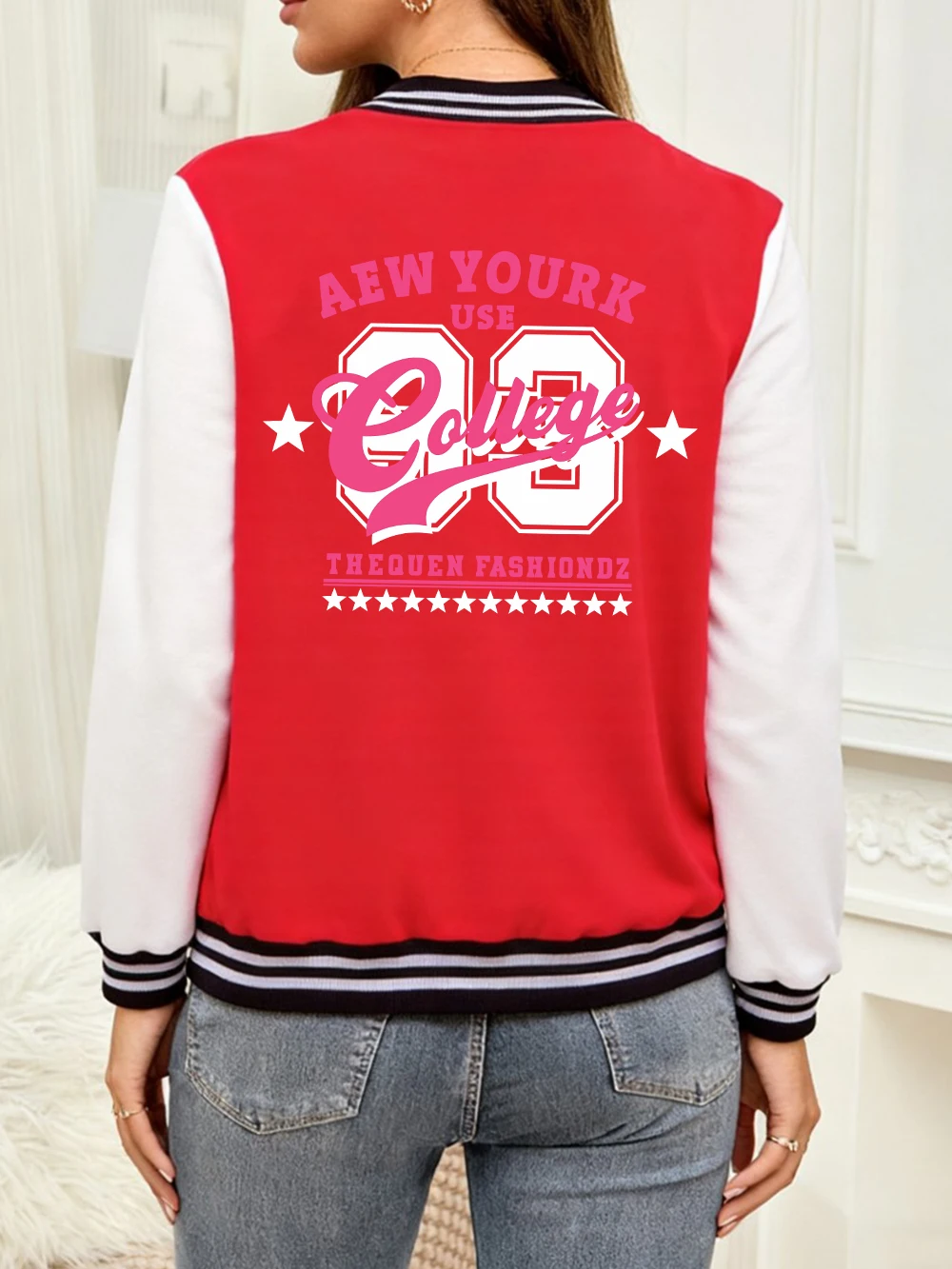 

Aew Yourk Use College с буквенным принтом, пальто, женские хлопковые свободные бейсбольные майки, зимние теплые куртки, повседневная женская одежда с карманами