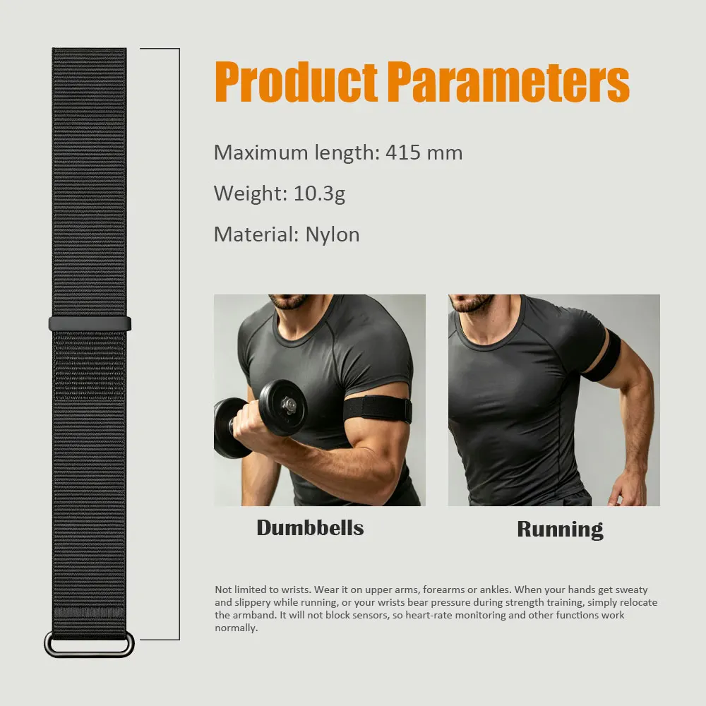 Breathable Nylon Bicep Band Armband For Garmin CIRQA Smart Band Replacement Wristbands Bracelet For Garmin Watch band