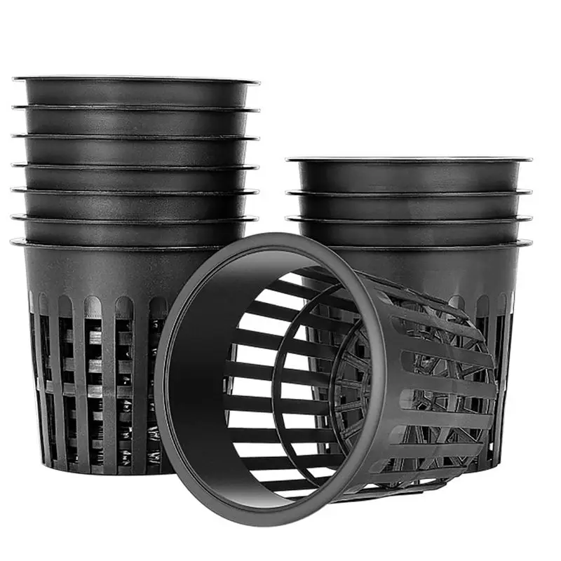 AC23-60 Pack 4 Inch Net Cups Slotted Mesh Wide Lip Filter Plant Net Pot Bucket Basket For Hydroponics
