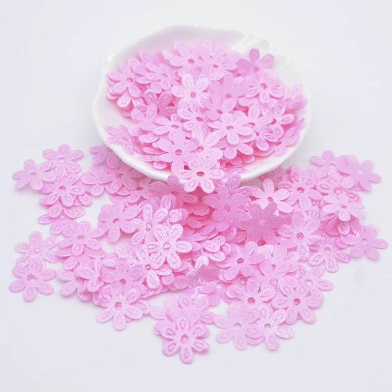 400Pcs Mix Cloth Fabric Patches Spring Flower Appliques for Girl\'s Clothes Craft Sewing Supplies, DIY Clips Bow, Card Making