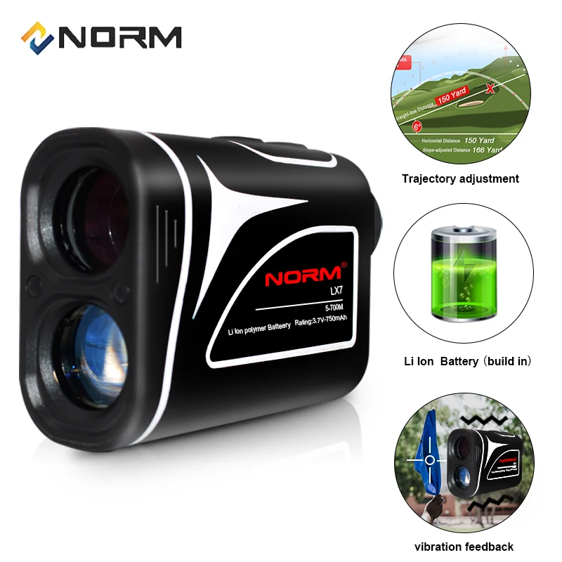 NORM LX7 Golf Laser Distance Meter Golf RangeFinder with Slope Trajectory Compensation