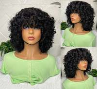 Highlight blonde Fumi Curly Bob Wig Bouncy Pixie Cut Wig Cheap Full Machine Egg Curls Curly Human Hair Wigs for Women With Bangs