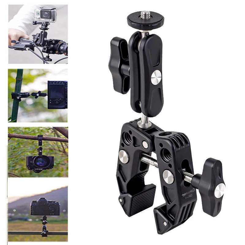 

Super Clamp with Magic Arm Cold Shoe Action Camera Mount Adapter for Desk Tripod Gimbal Rods For GoPro 11 10 9 Insta 360 X3 DJI