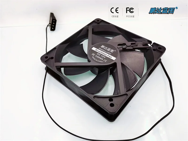 Pengda blueprint 12025 double ball bearing 12CM large air volume 12V 0.4A full black line computer case fan