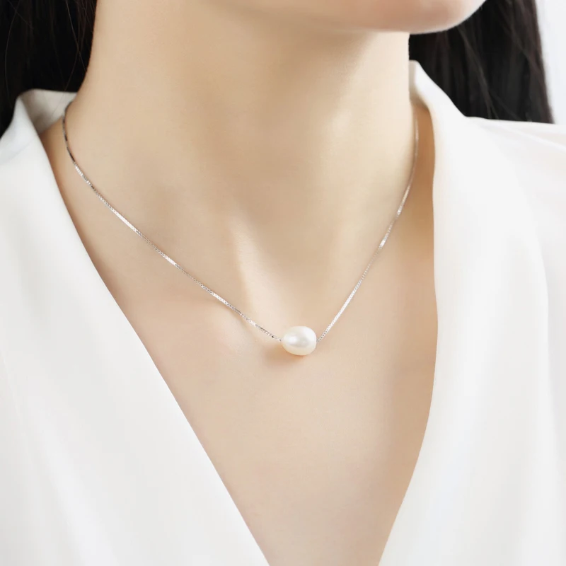 Real 925 Silver Black Pearl Pendants For Women,freshwater Natural Pearl Necklace Bridesmaid Girls Wedding