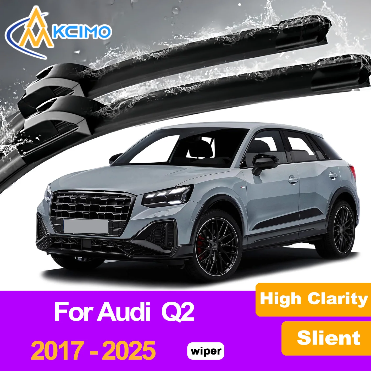 

2Pcs Front Windshield Wiper Blades For Audi Q2 2017-2025 High Clarity Windscreen Window Car Accessories